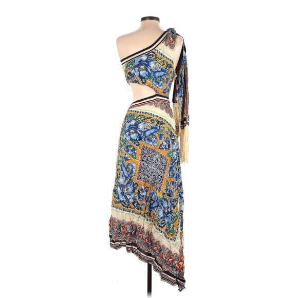 Anthropologie One Shoulder Printed Silk Dress US4 - Picture 3 of 9